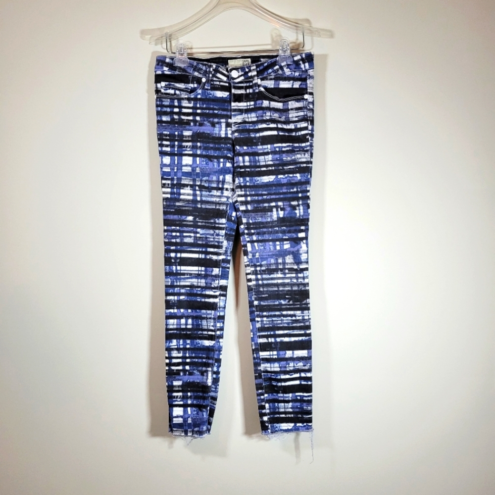 Women's David Kahn Black, White & Blue Skinny Jeans, Size 29